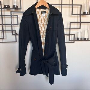 J. Crew Navy Short Cotton Trench Coat with Belt